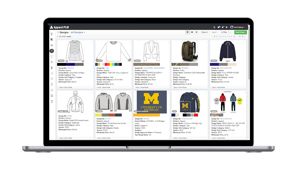 Screen using Apparel ERP