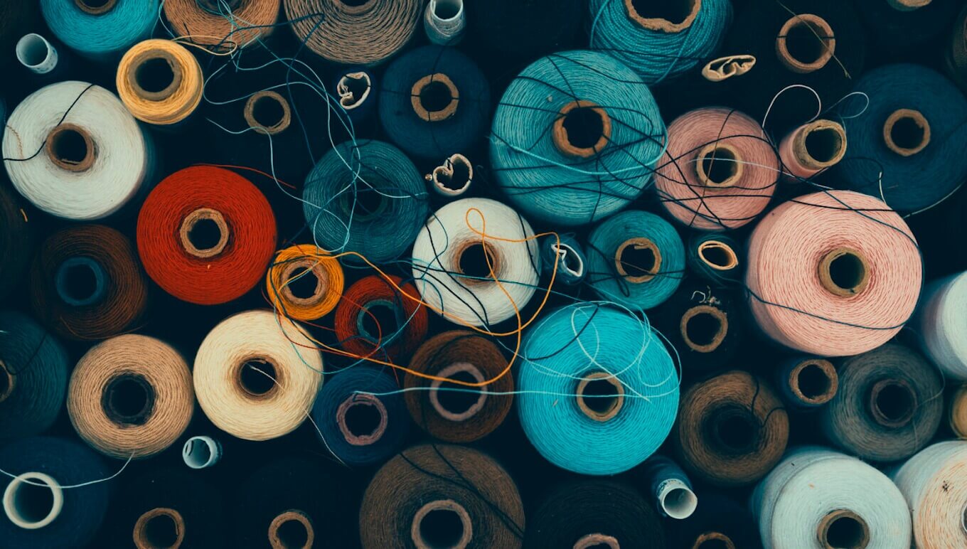 Sewing threads sets in different colors.