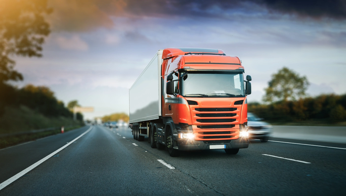 Truck driving on the highway.