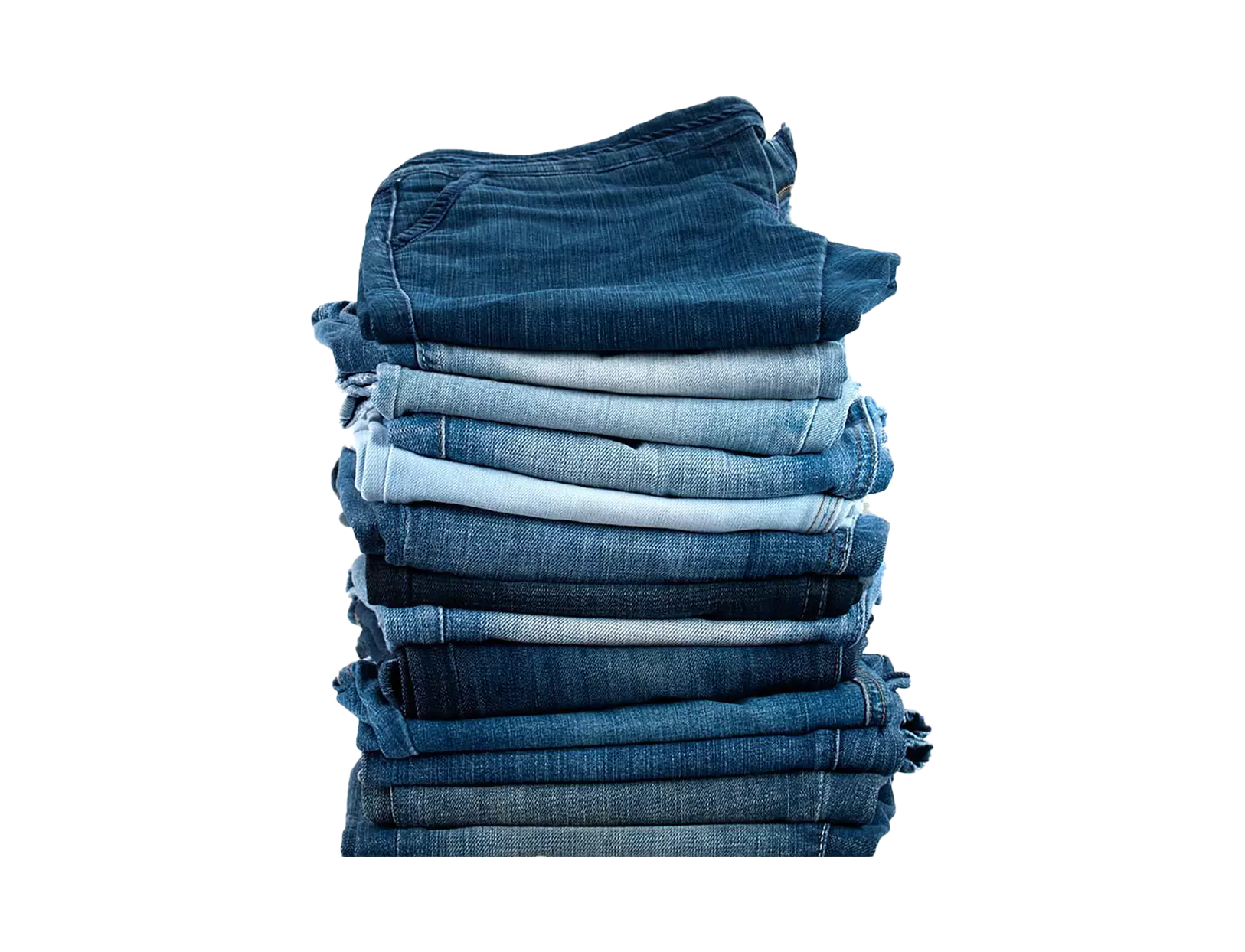 Een stapel blauwe jeans.