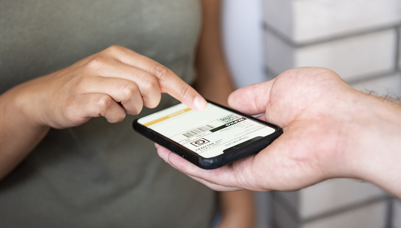 Finger tapping barcode on screen