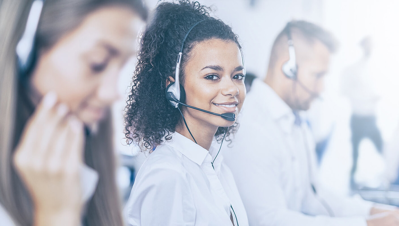 Customer service reps on phone bank