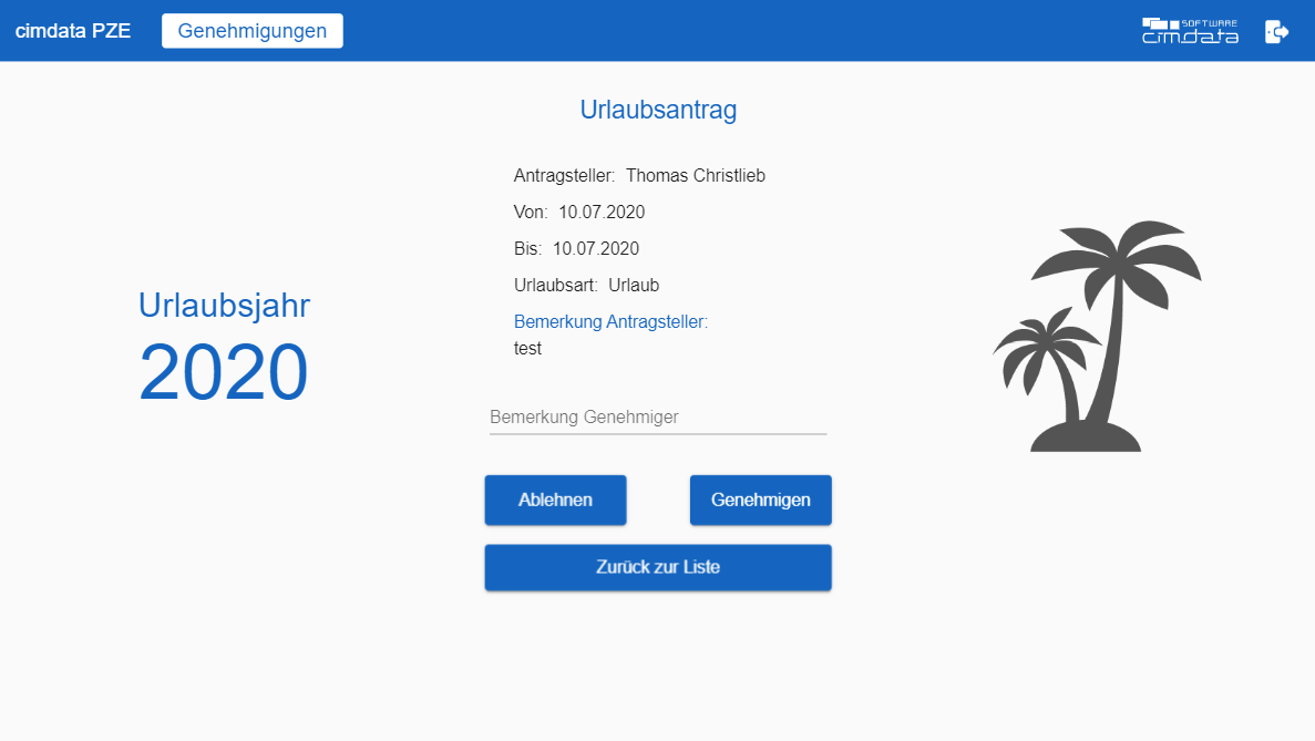 Urlaubsantrag steht zur Genehmigung aus