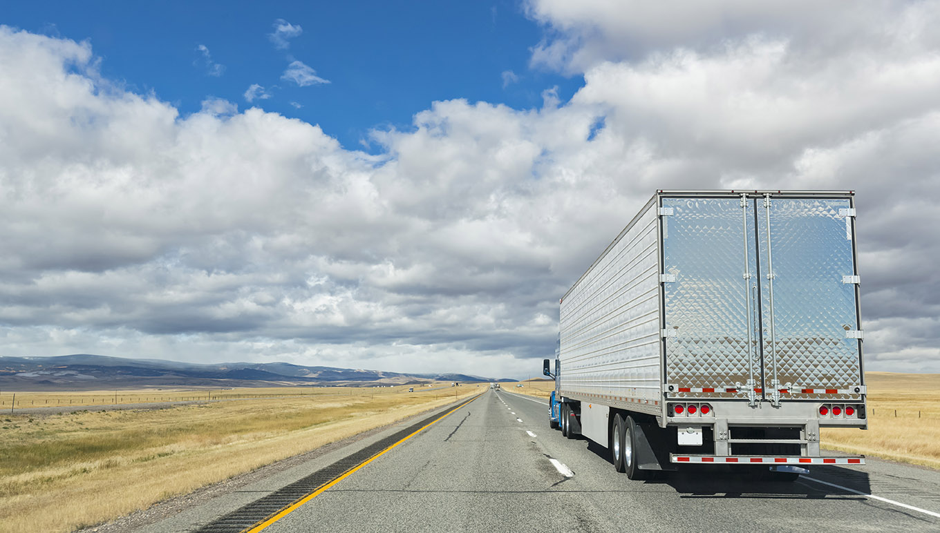 Trucking on open road