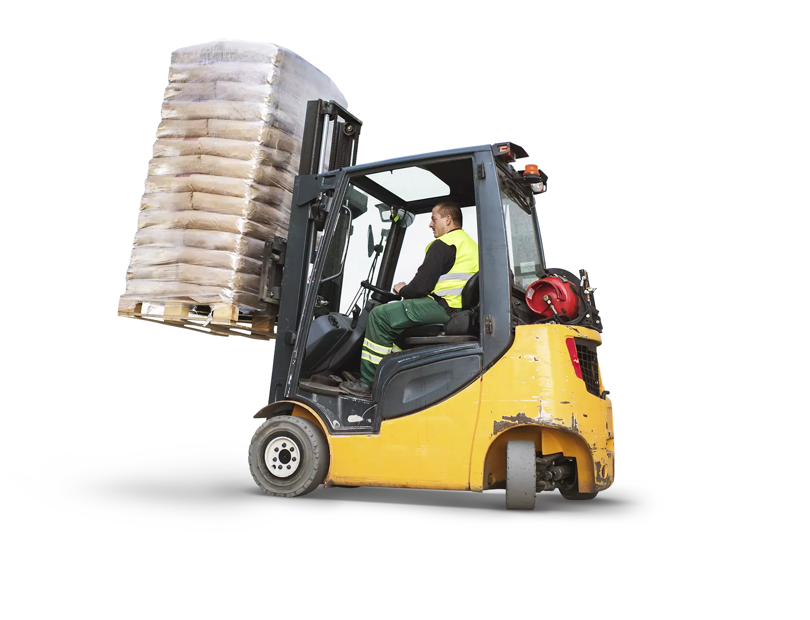 Forklift moving dry consumer goods.