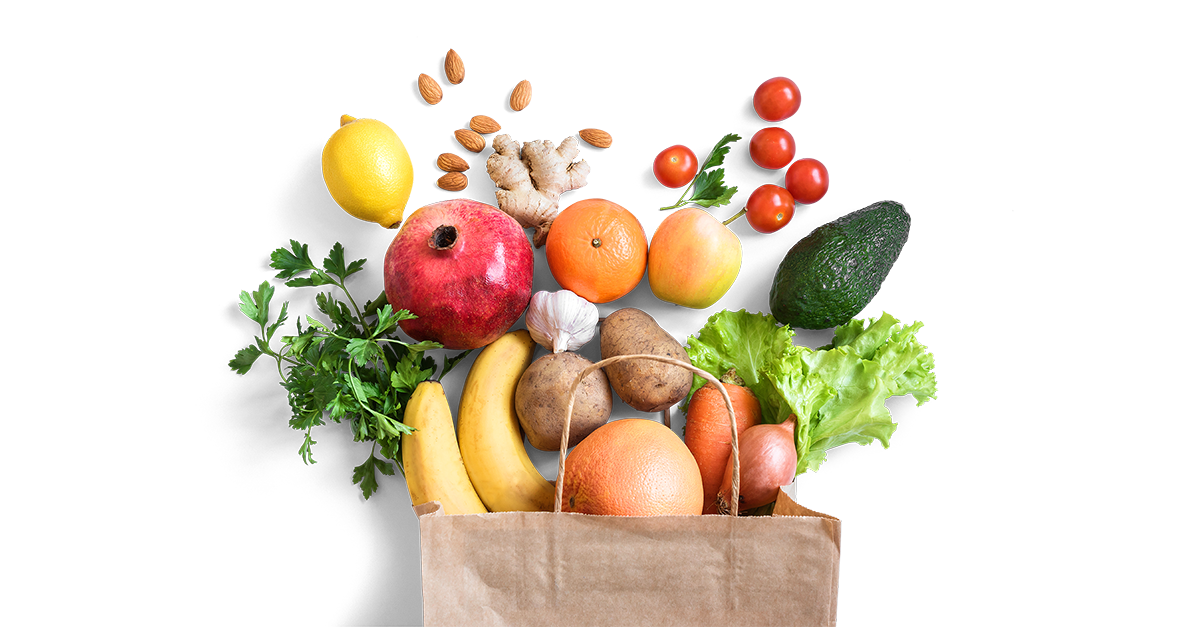 Assortment of groceries in bag