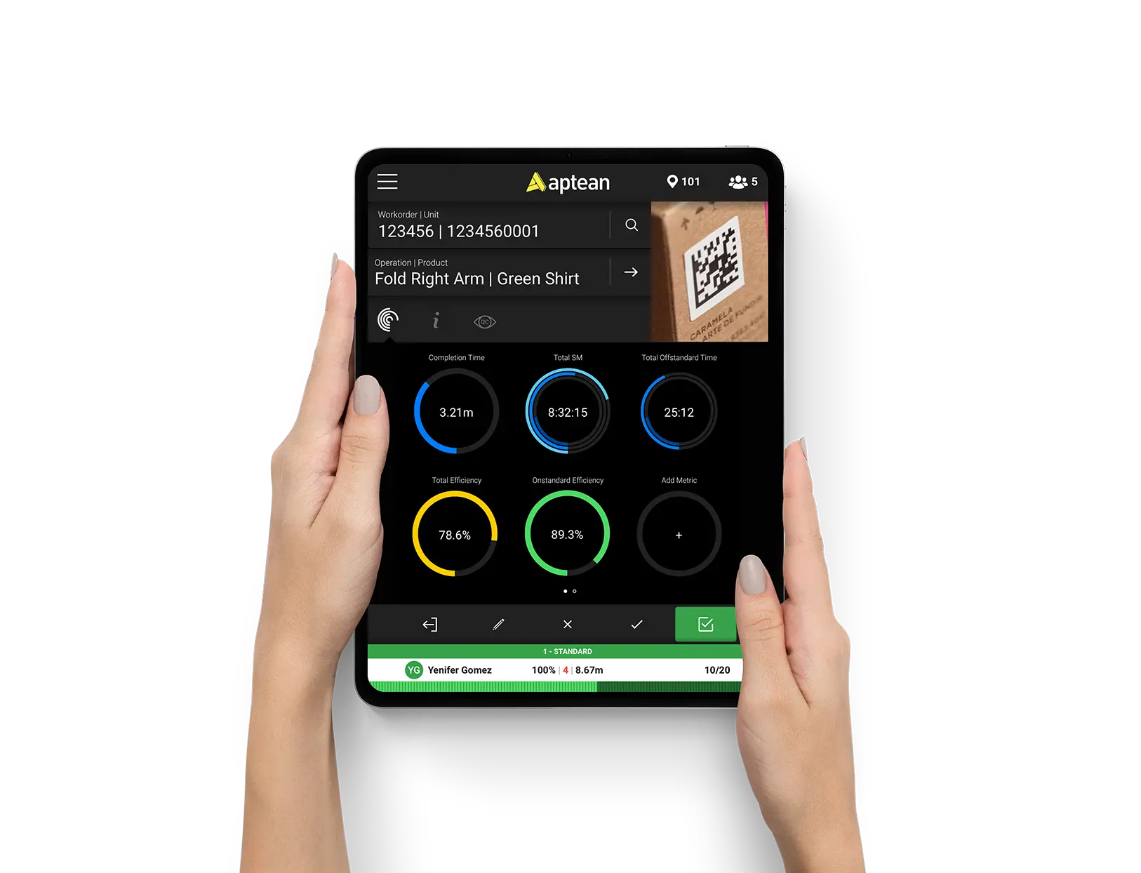 SFC display on tablet in hands