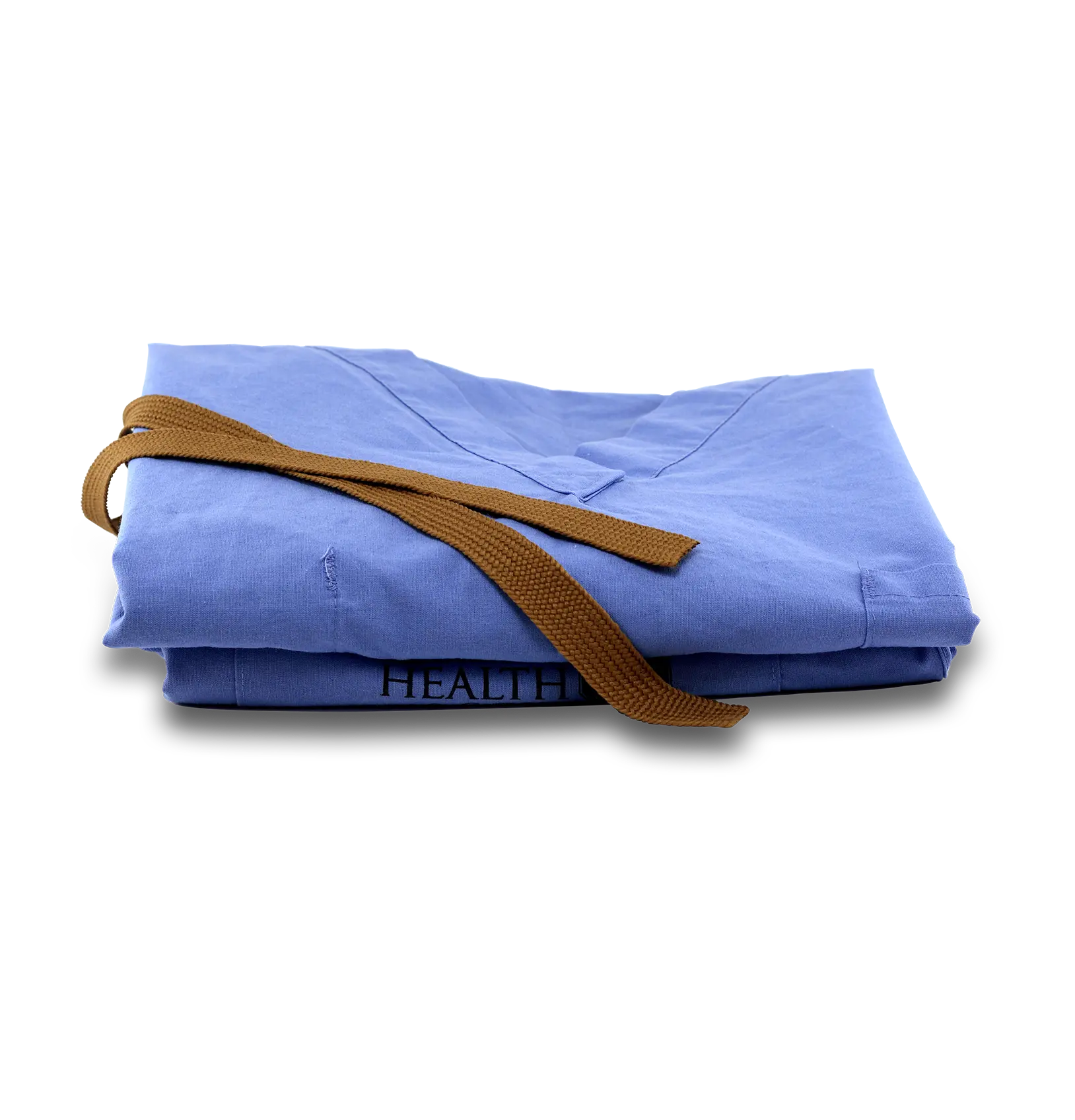 Stack of blue medical scrubs