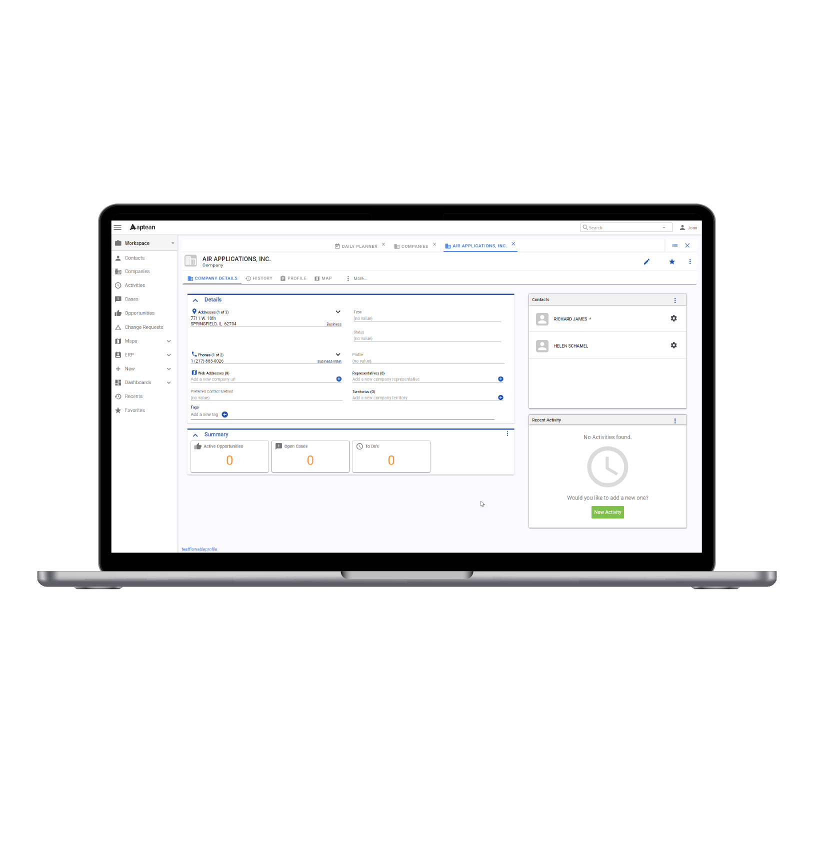 Laptop with product UI of Aptean software.