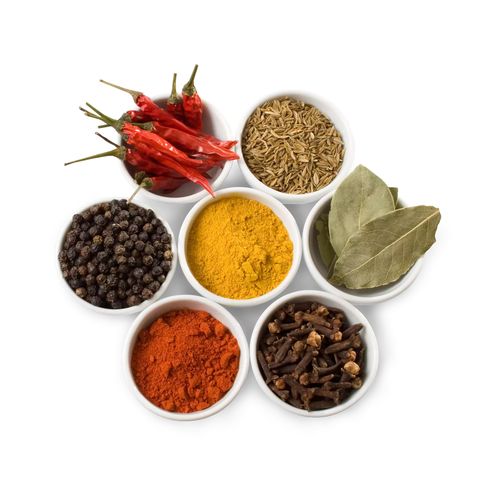 Spices in bowls
