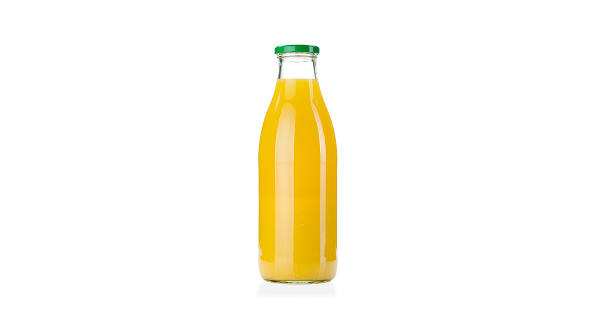 Orange juice in glass jar bottle