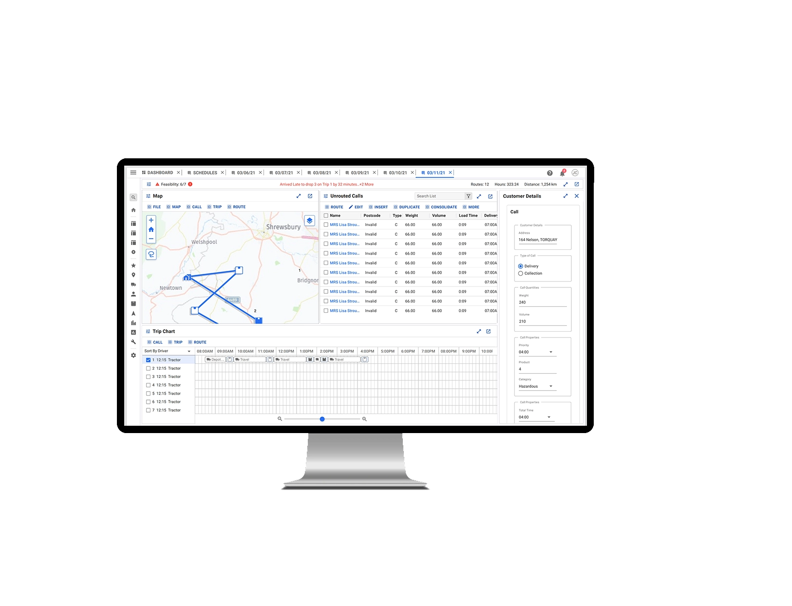 Aptean TMS Schedule Dashboard