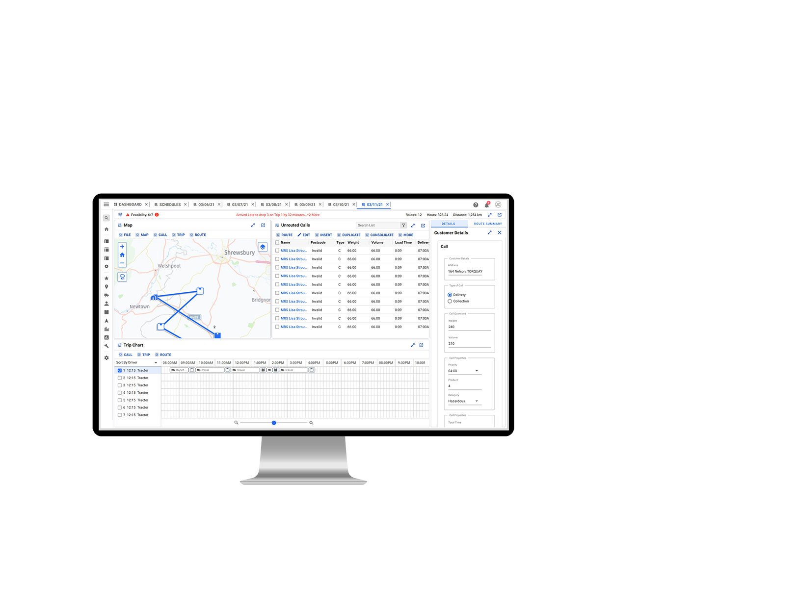 Aptean TMS Schedule Dashboard