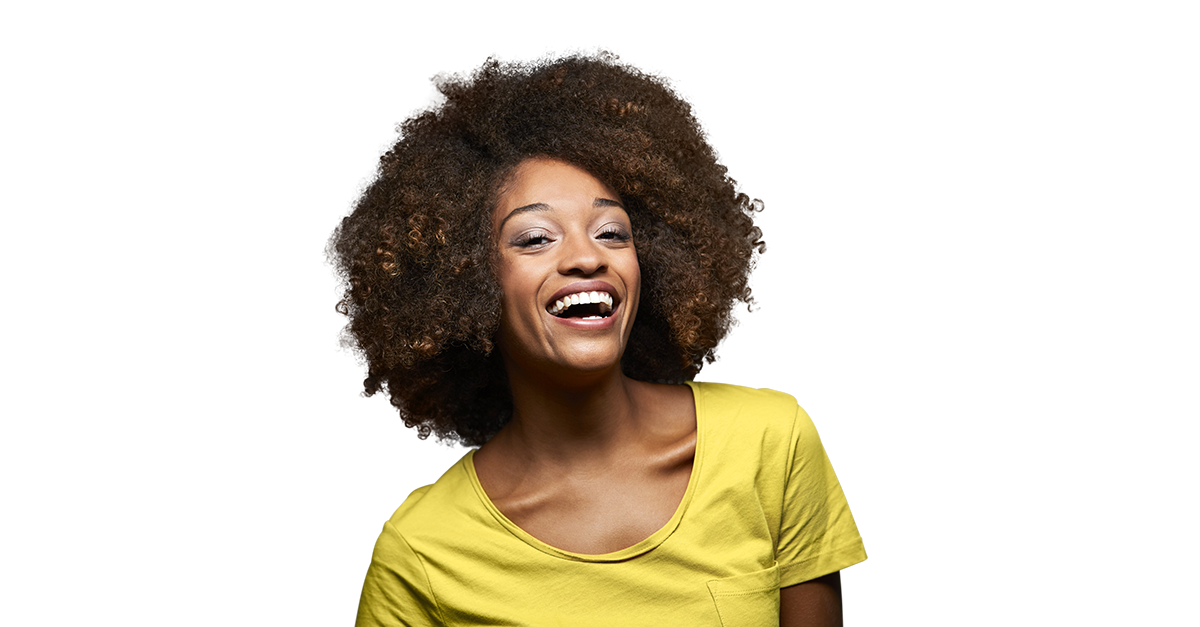 Woman in yellow shirt smiling