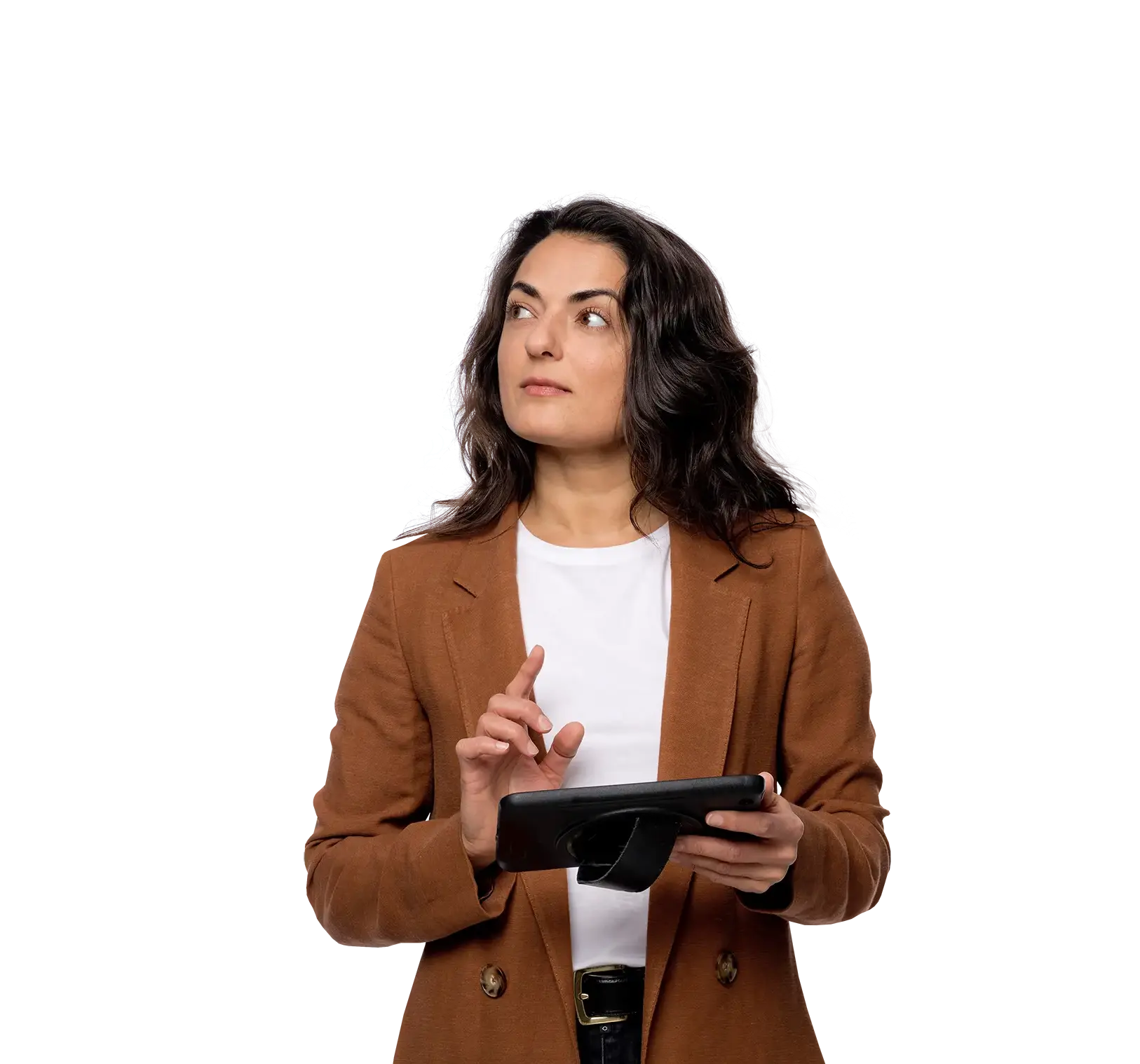 Woman holding tablet in hand