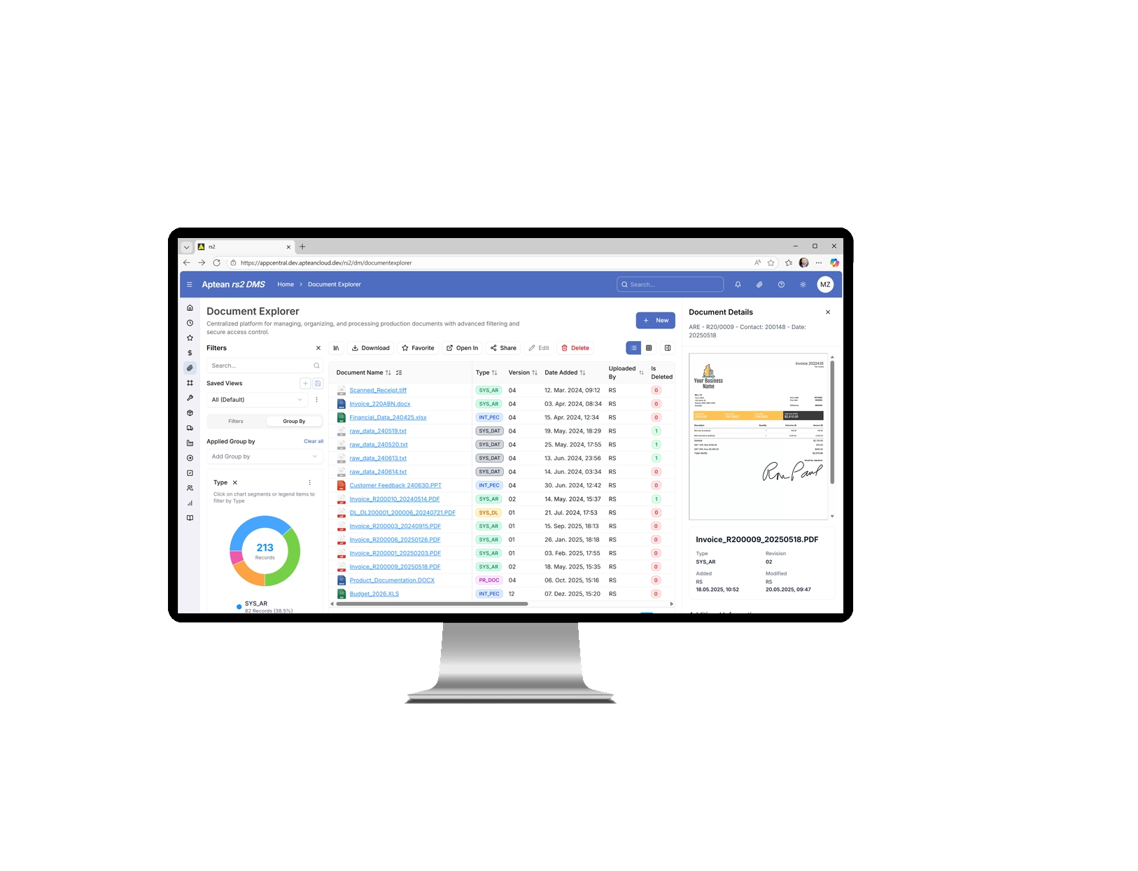 Aptean rs2 DMS screenshot