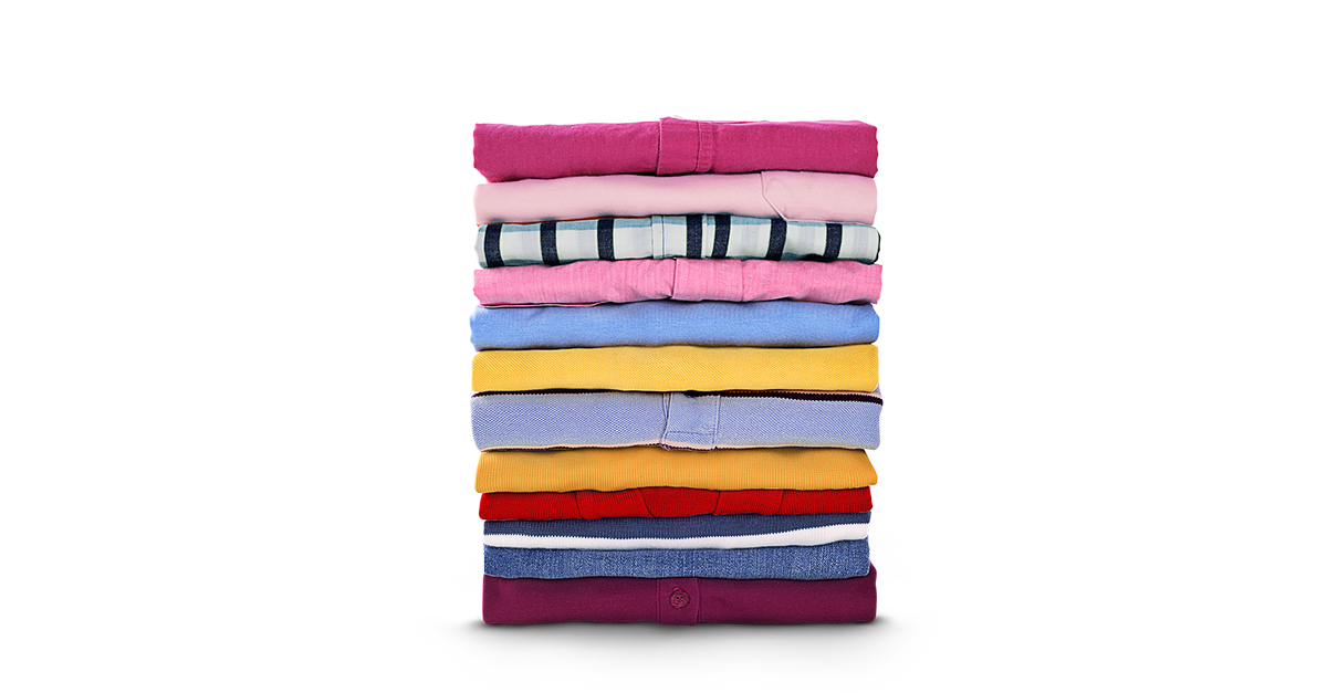 Stack of different color folded shirts