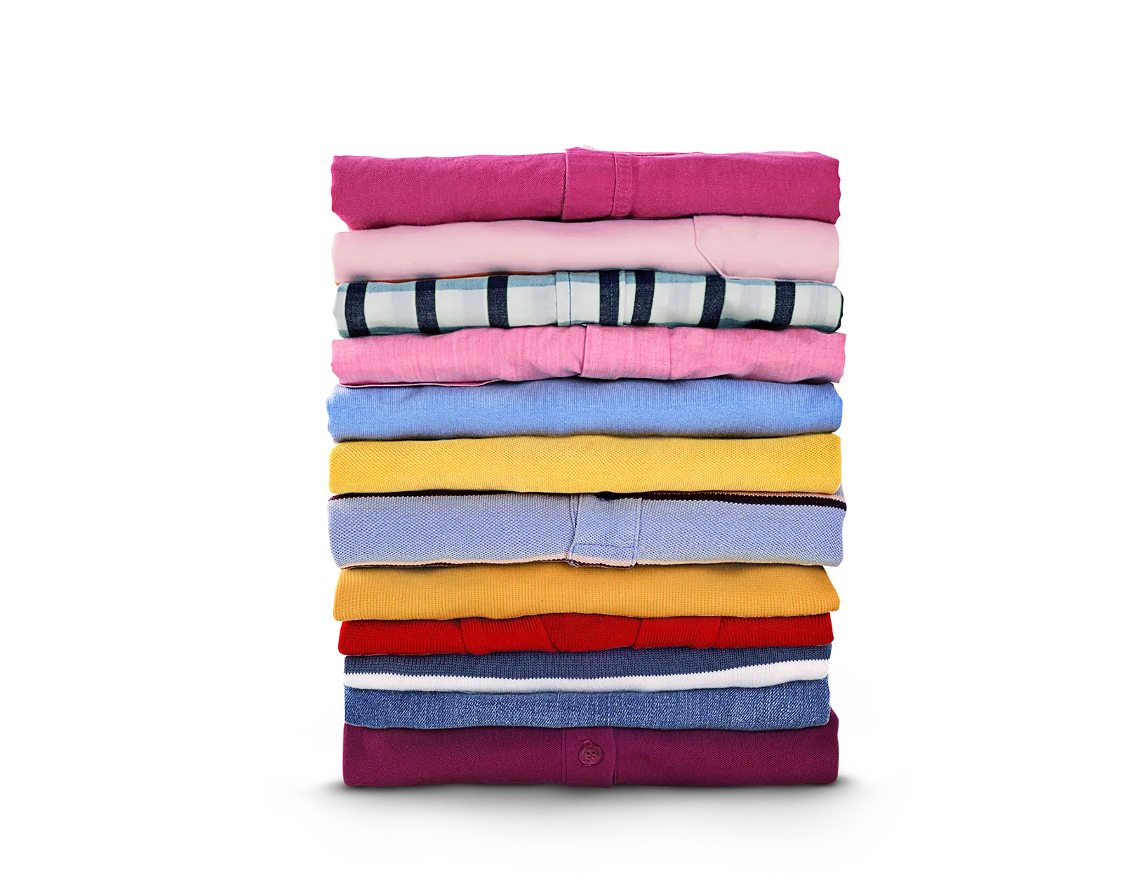 Stack of different color folded shirts
