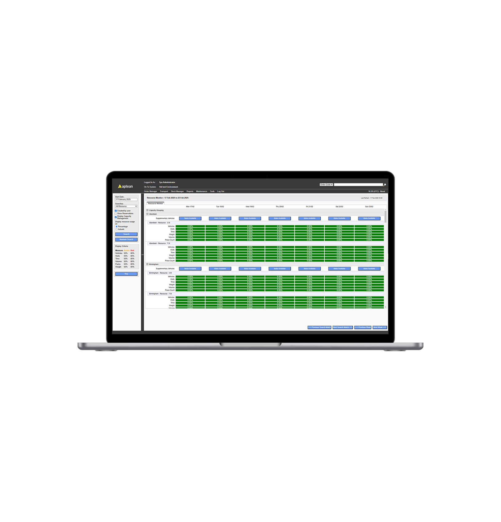 Aptean Home Delivery product UI on laptop.