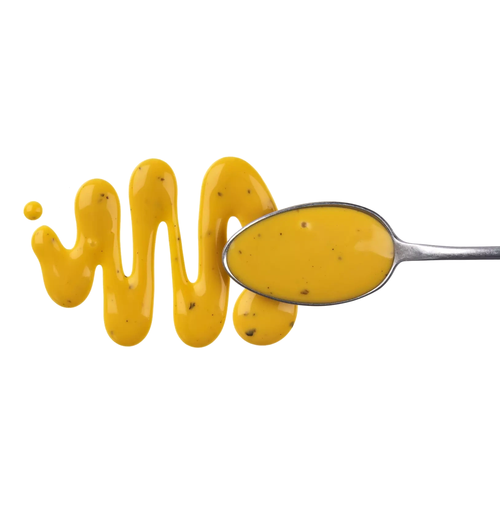 Gele saus op een lepel