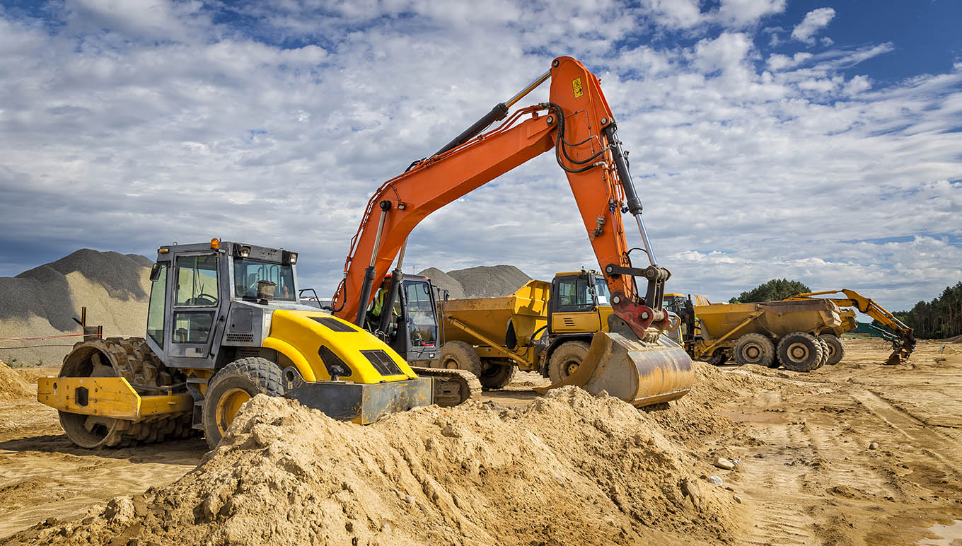 Heavy equipment lined up
