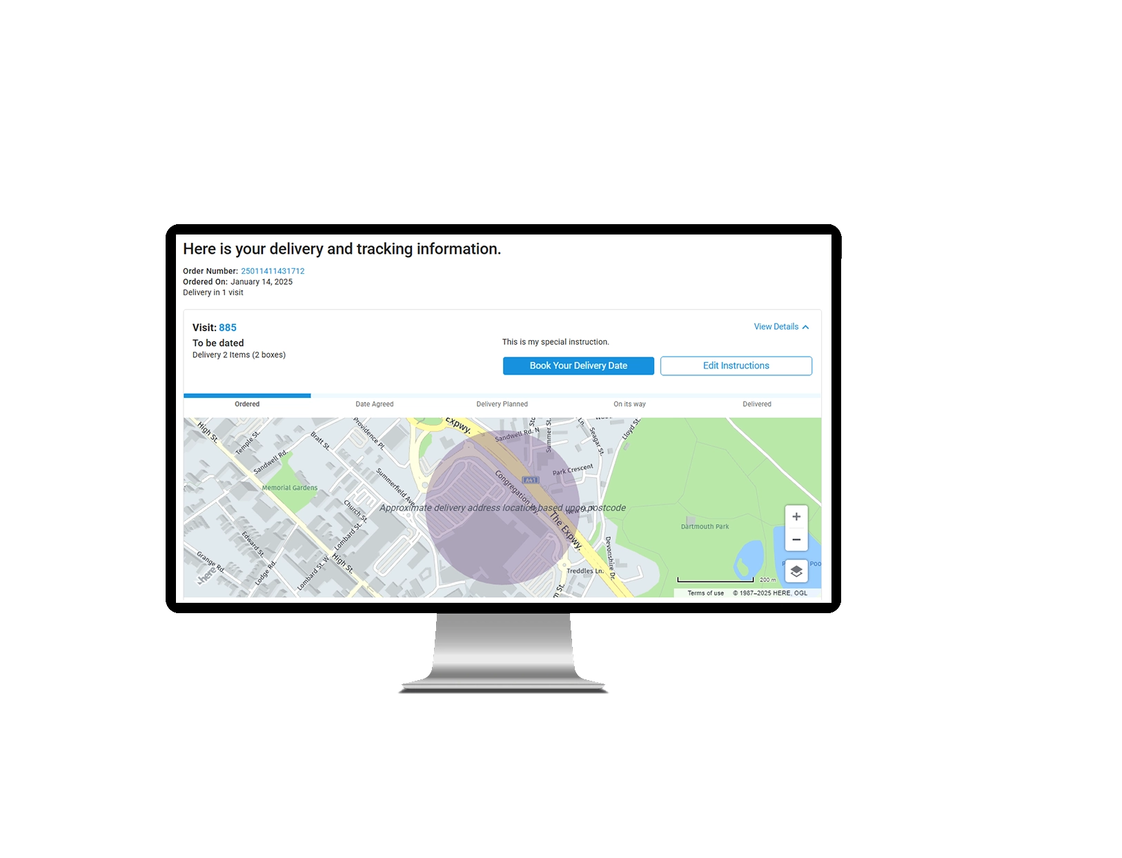 Product UI: Delivery and tracking information