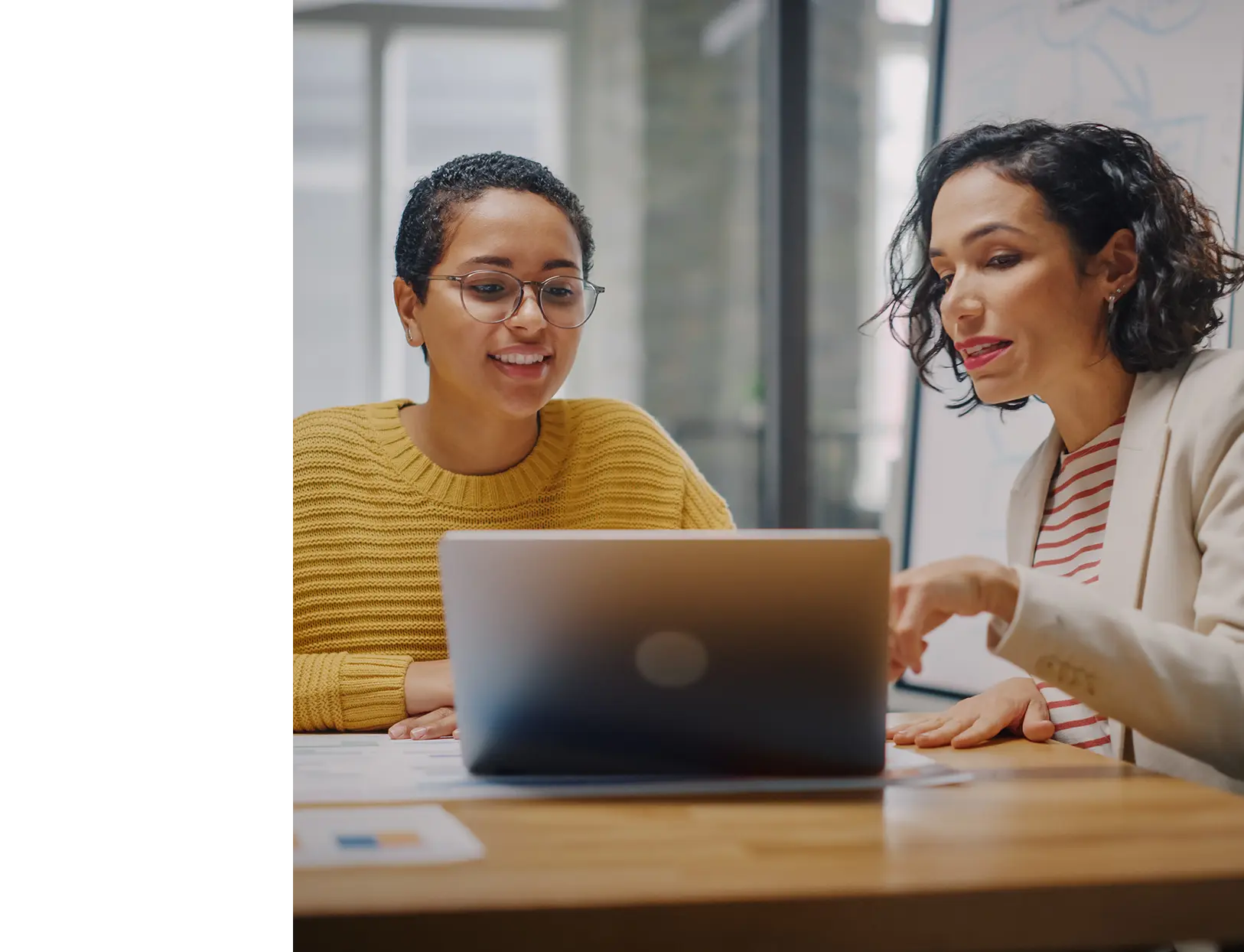 Twee vrouwen kijken naar laptop