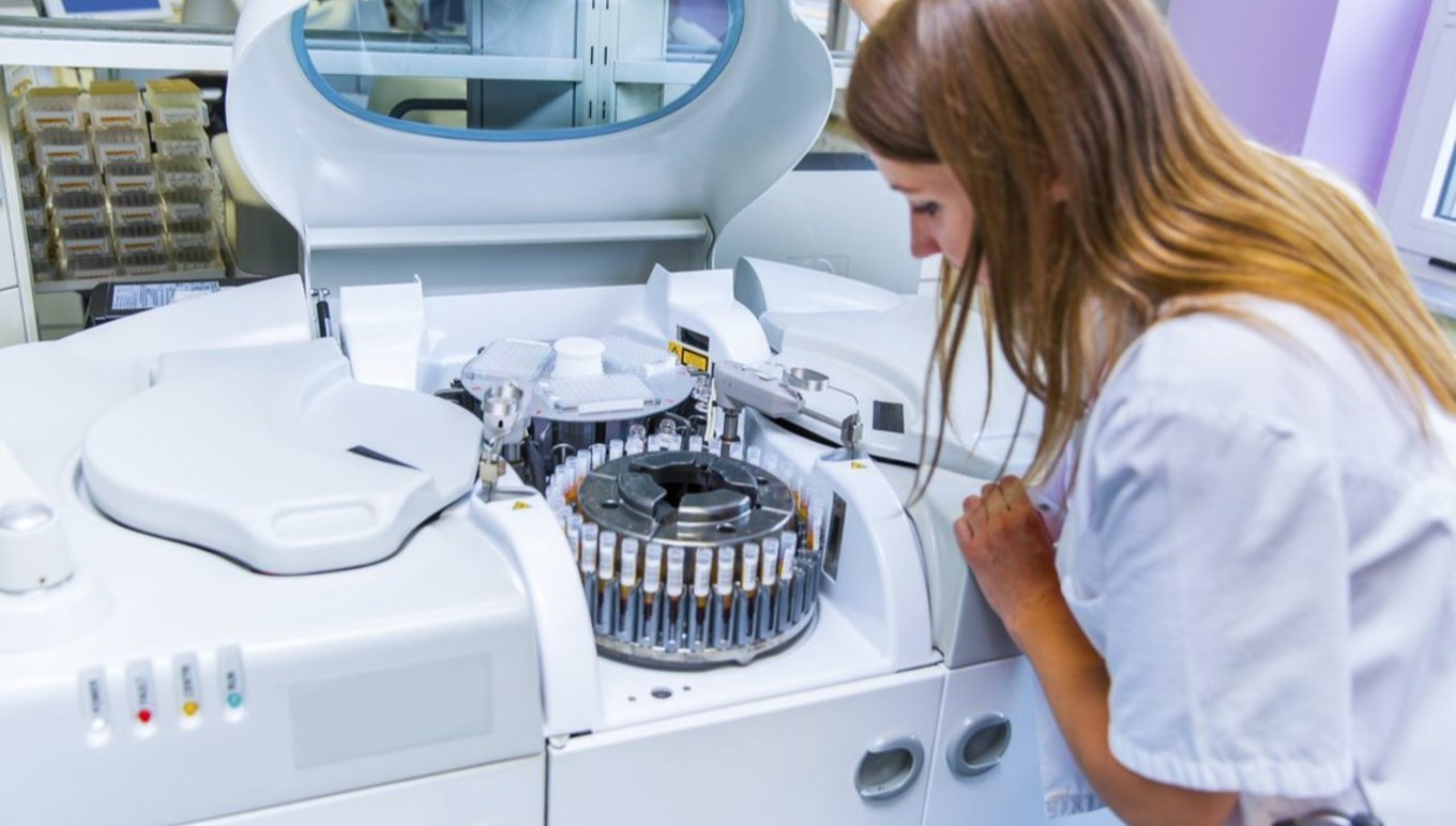 Woman looking at samples in a lab