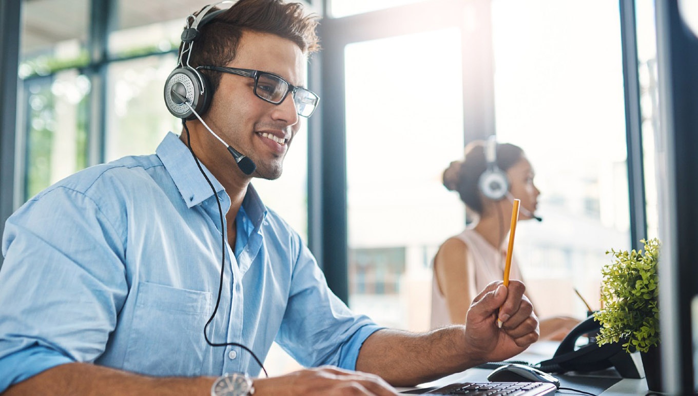 man on headset call