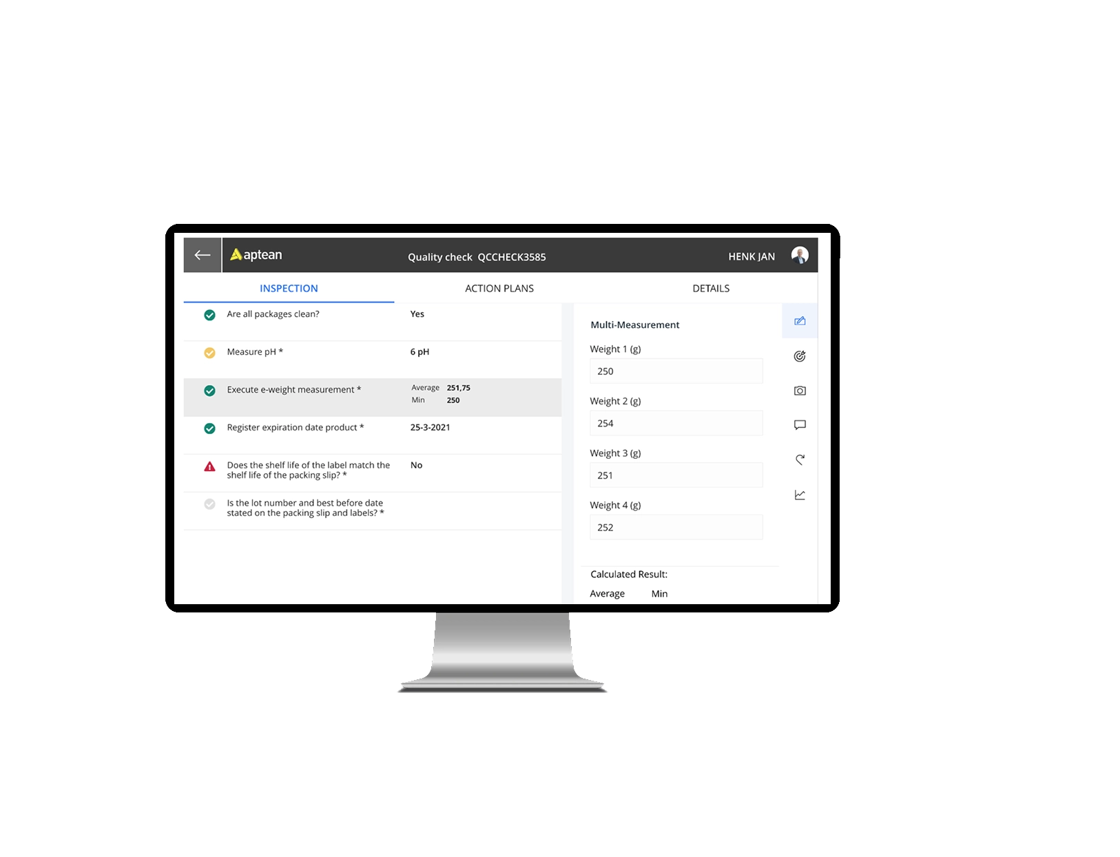 Shop Floor Quality Management screenshot on monitor