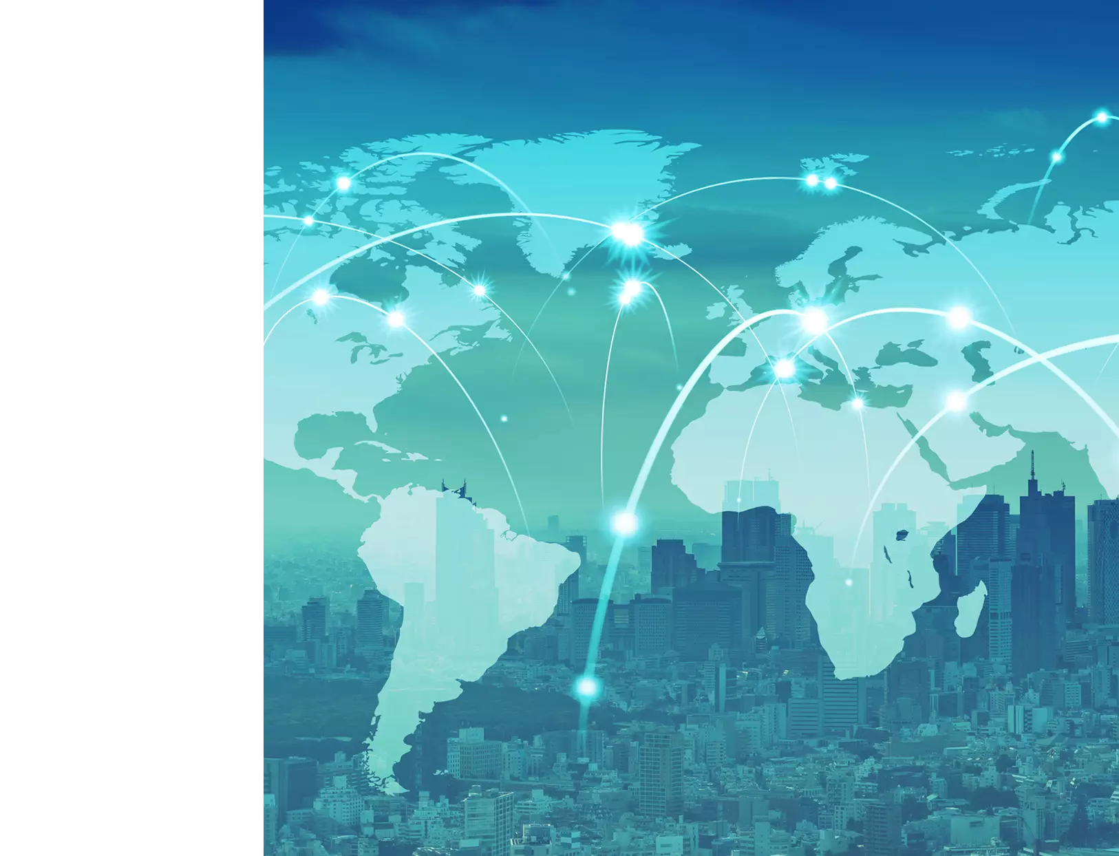 Image of the world with a background of a city.