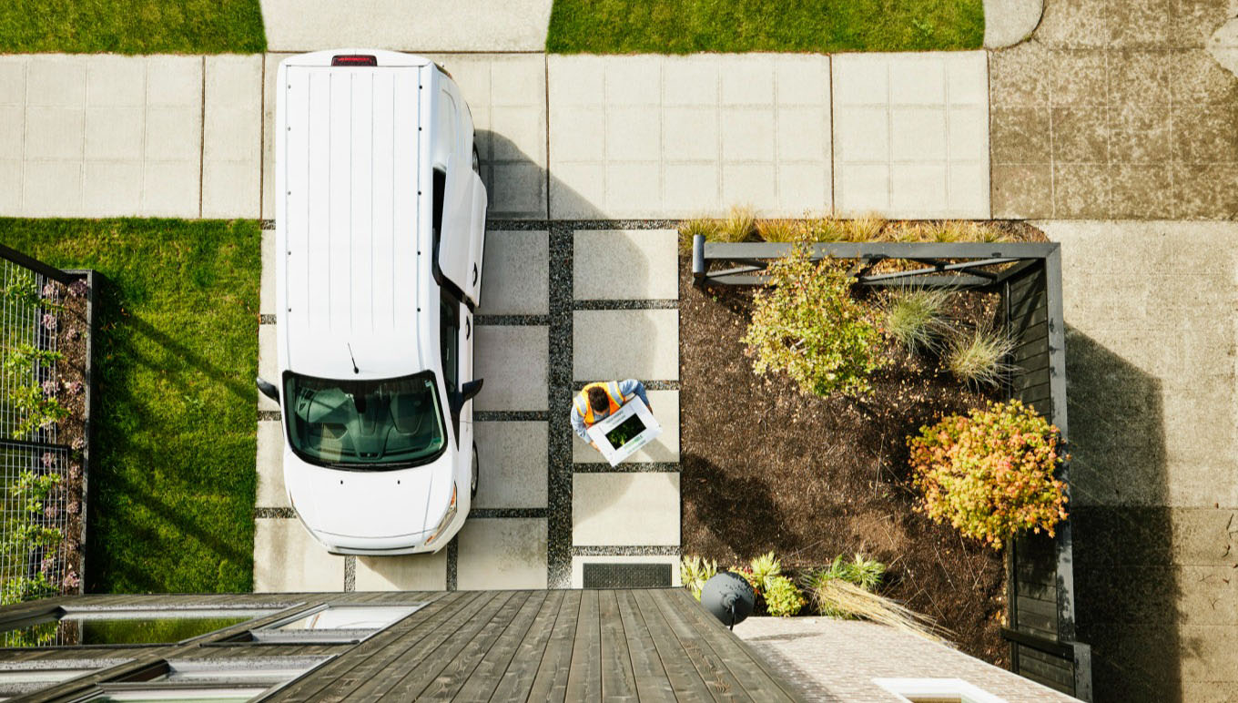 Worker delivering a package