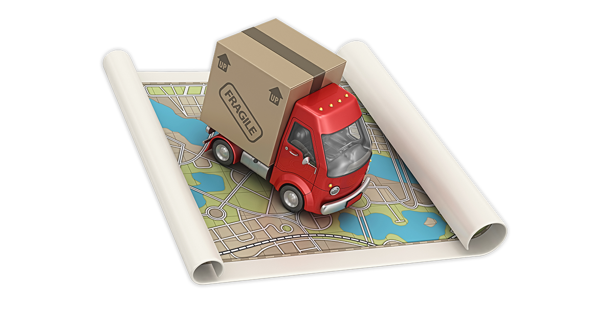 A truck on a map