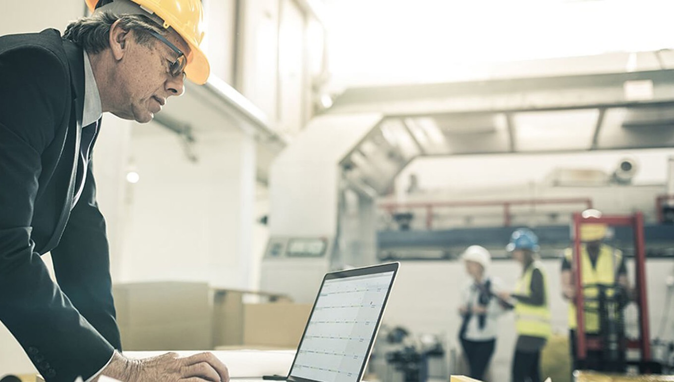 Laptop in warehouse